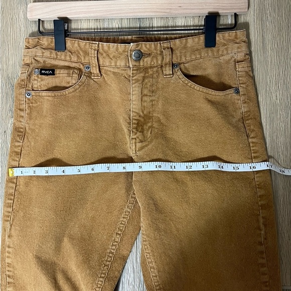 Rvca Corduroy Pants Cords Dagger Boyfriend Fit Mustard Trouser Skate Fall Crop - Picture 9 of 13